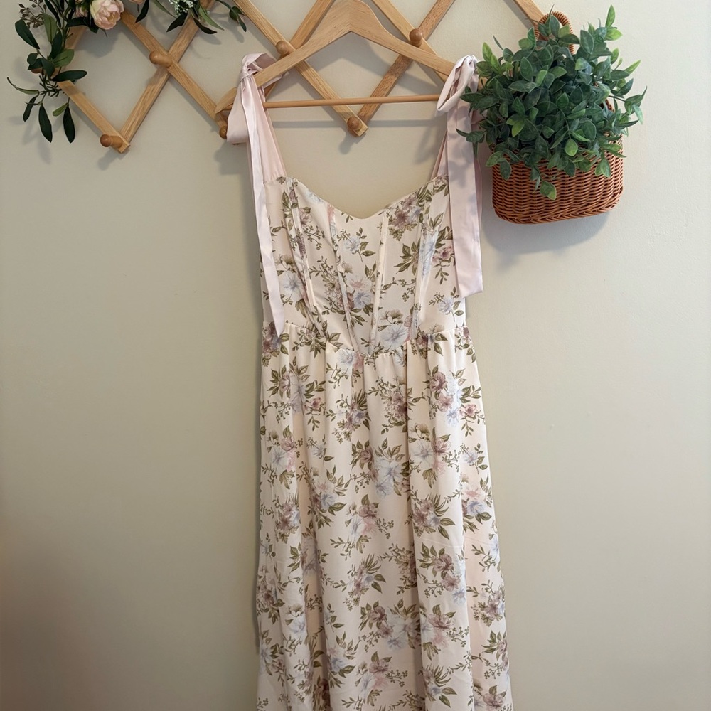 Floral Satin Tie Dress